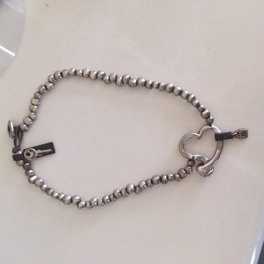 UNO de 50 Silver-Tone Heart Toggle Bead Necklace